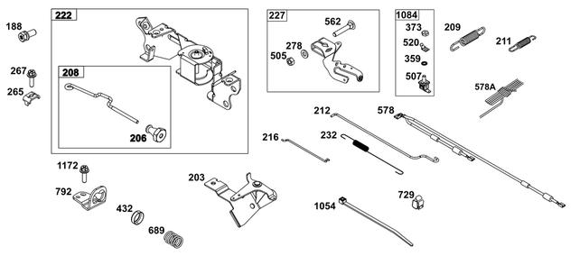 Controls Group Diagram and Parts List for 305447-0341-G1 200000 - 399999 Briggs and Stratton Engine